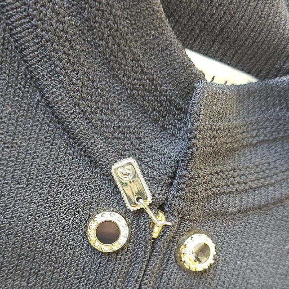 St. John Elegant Black Zip Military Cardigan Coat with Gold  Size 12 - Picture 8 of 16